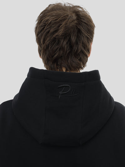 Regular Hoodie Unisex mit großem Stick in Schwarz